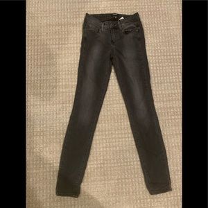 Paige high waisted straight jeans.  Dark grey